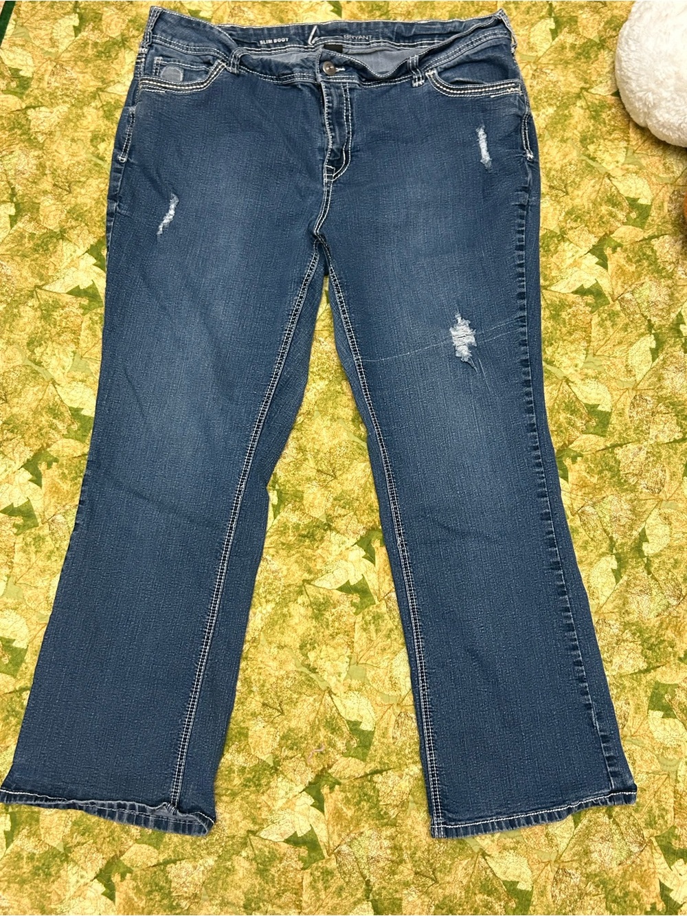 Lane Bryant Dark Blue Flare Jeans with Distressed Details